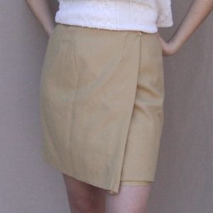 90s Vintage Tan Wrap Mini Skirt, Francess & Rita